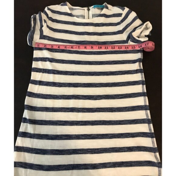 Alice + Olivia Rolled Sleeve Blue/White Striped Mini Dress - Picture 4 of 8